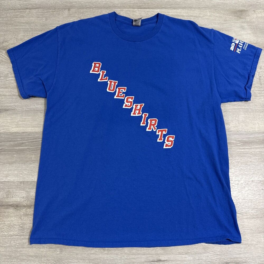 New York Rangers Shirt 2022 Playoffs Men's Blue XL 100% Cotton Tee